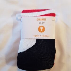 Gymboree girls size 3-6 months Black red & white tights NWT